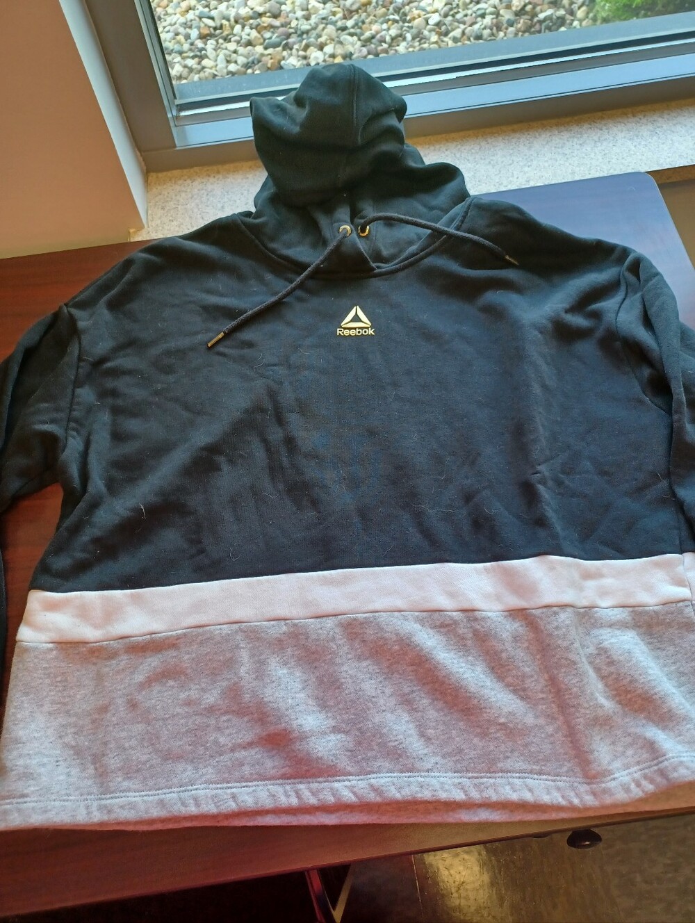 Reebok Black and Light Gray Two-Tone Pullover Hoodie
